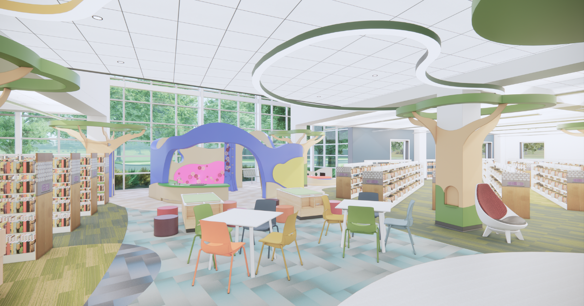 architectural rendering of the children's services play area