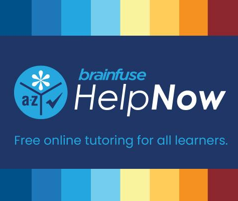 "Brainfuse HelpNow logo with tagline Free online tutoring for all learners"