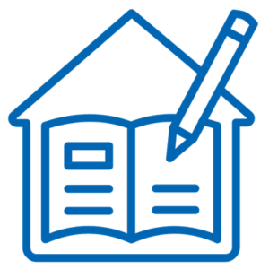 Icon for Homework Help showing a book and pencil