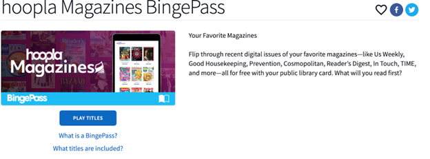 screenshot of bingepass in hoopla