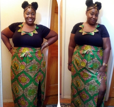 Photo of Efua Assan wearing handmade skirt