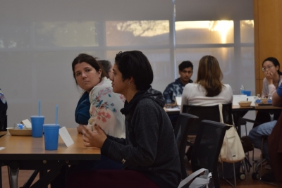 Photo of patrons in the Large Meeting Room having conversations