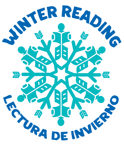 Winter Reading Logo. Snowflake with the words "Winter Reading. Lectura de Invierno."