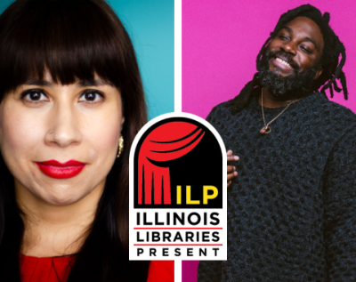 photo of authors erika sanchez and jason reynolds with the ILP logo featured between them