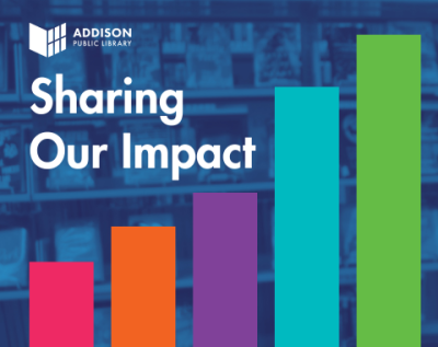 5 column colorful bar graph illustrating growth with the text 'Sharing our Impact'