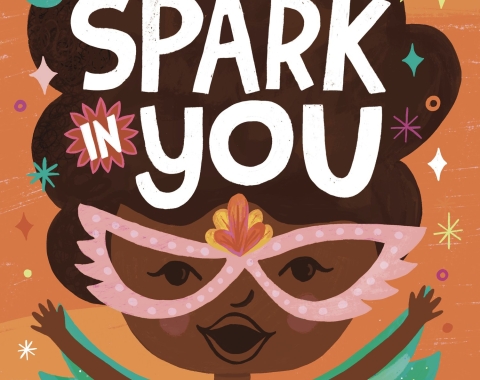 The Spark in You book cover, black child in pink mask and green wings