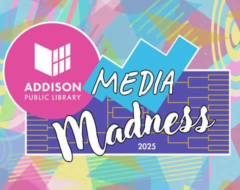 90s inspired bracket-style logo with text "media madness 2025"